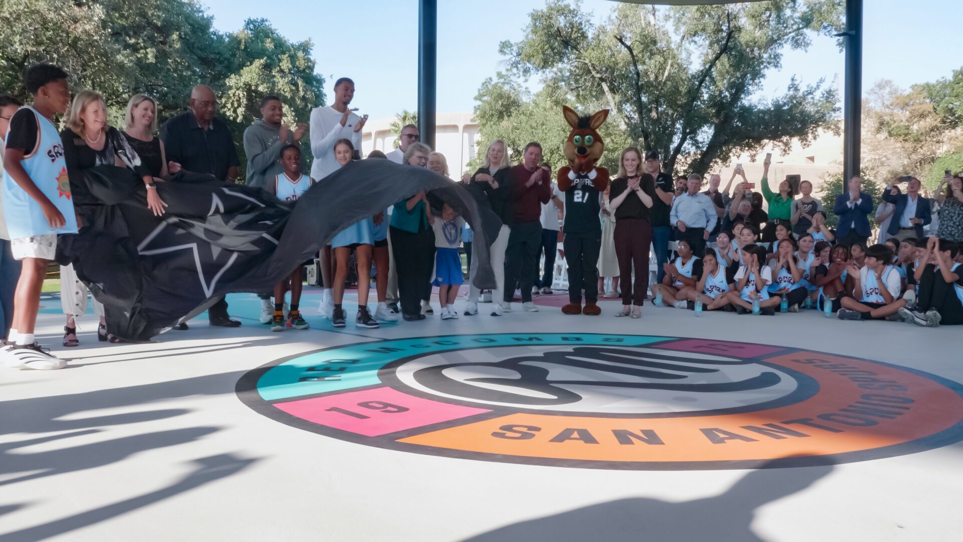 Reveal of the Red McCombs Community Court at Hemisfair